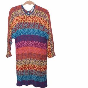 Vintage Brenda French Women’s Hand Loomed Muticolor Knit Sweater made in USA